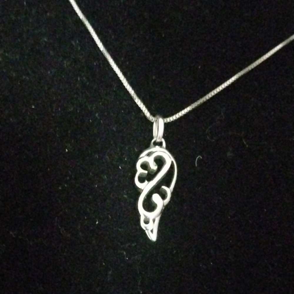 Vintage Sterling Silver... Jane Seymour Open Heart Angel Wing Necklace....